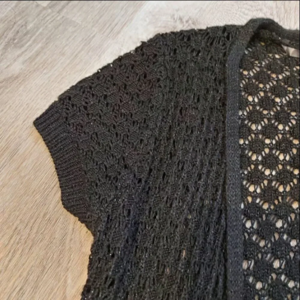 *It's Our Time Black Crochet Y2K 90's Size XL Boho Bohemian Retro Hippie Ruffle